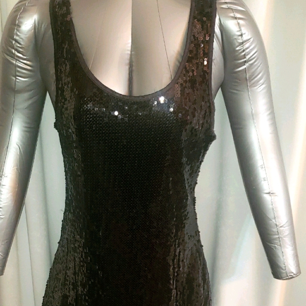 Black sequins tank top mini dress